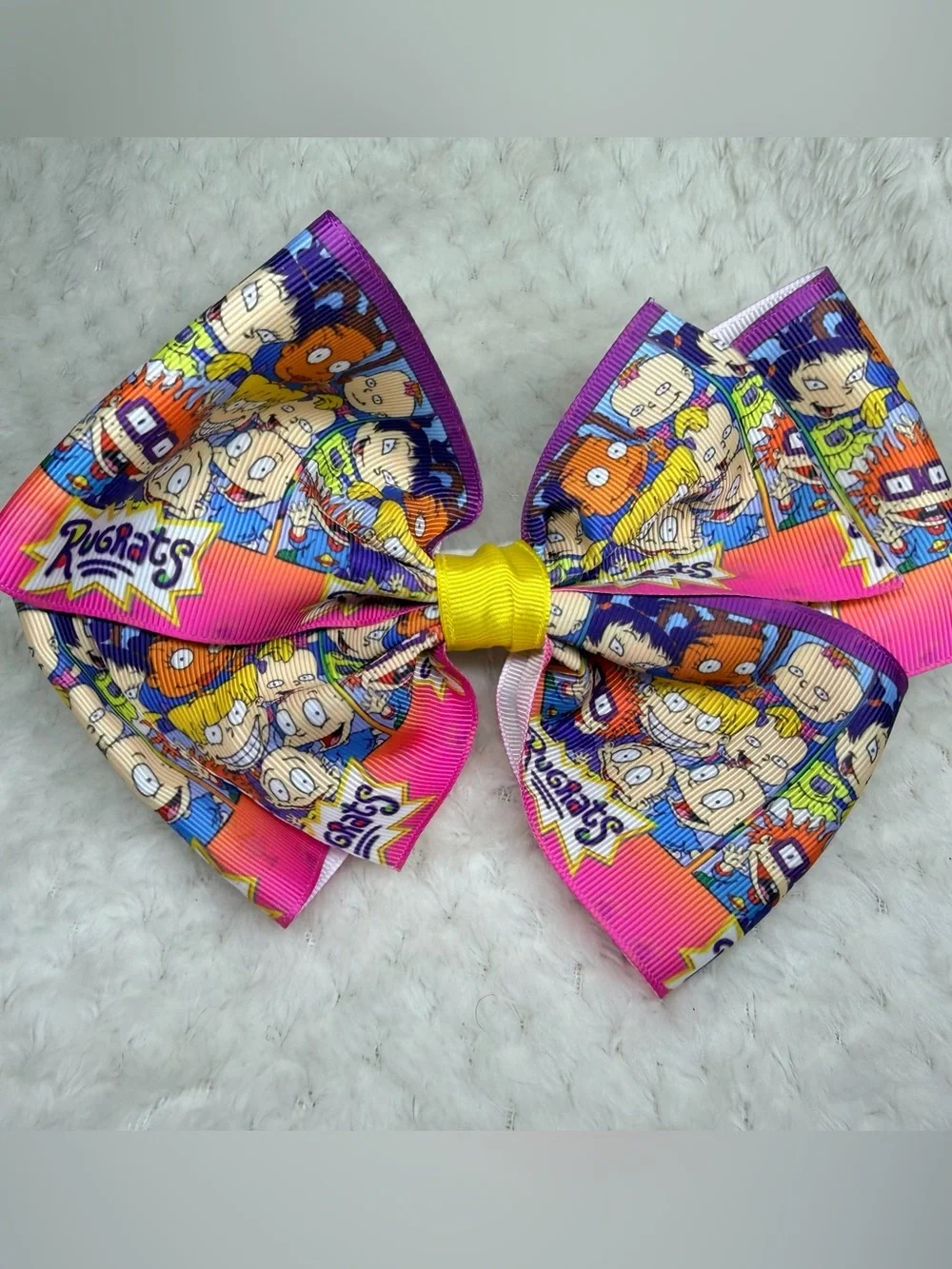 Kids Rugrats Character Hair Bow - Pink, Purple & Yellow